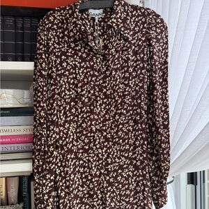 Ganni Maroon and Beige Patterned Dress